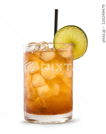 Hawaiian Mai Tai Short glass with ice rum curacao orgeat syrup lime juice and tropical 120249479