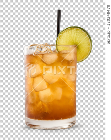 Hawaiian Mai Tai Short glass with ice rum curacao orgeat syrup lime juice and tropical 120249479