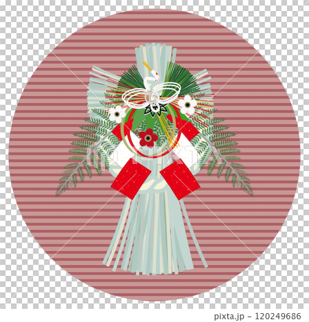 Illustration of a New Year's decoration with a circular ornament background 120249686