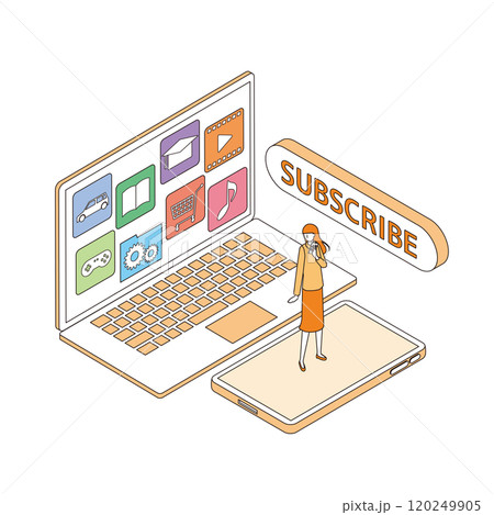 サブスクリプションモデルのイメージイラスト サブスクリプションモデルのイメージイラスト 120249905