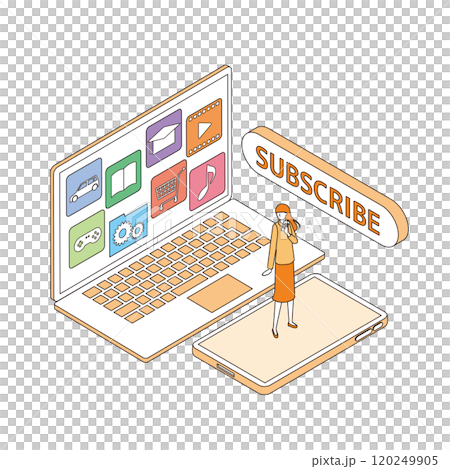 サブスクリプションモデルのイメージイラスト サブスクリプションモデルのイメージイラスト 120249905