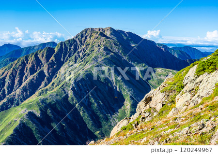 荒川中岳の山頂から見る赤石岳　南アルプス　悪沢岳と荒川岳登山 120249967
