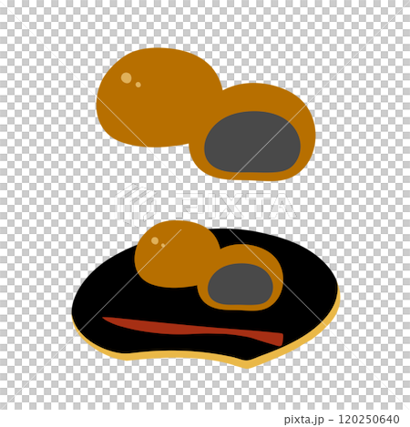 黒ごまあんのまんじゅうの手描きカラーイラストセット 黒ごまあんのまんじゅうの手描きカラーイラストセット 120250640