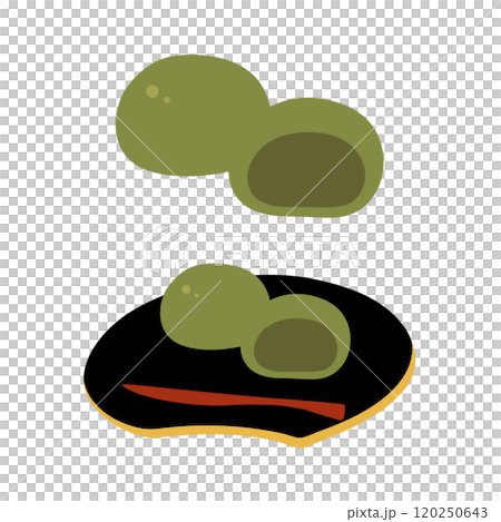 抹茶あんのまんじゅうの手描きカラーイラストセット 抹茶あんのまんじゅうの手描きカラーイラストセット 120250643