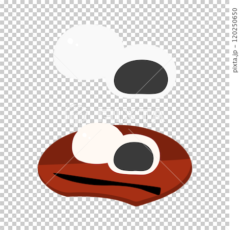 Hand drawn color illustration set of white buns with black sesame paste 120250650