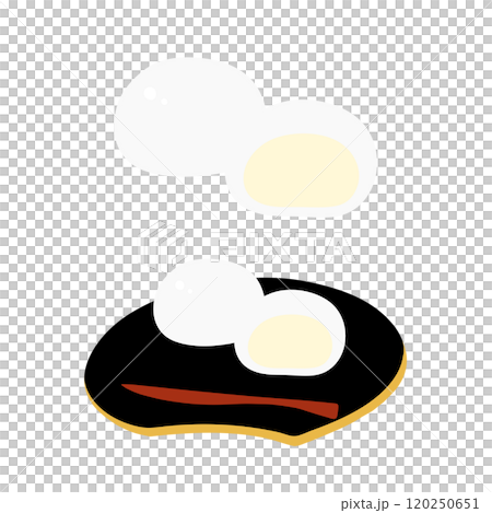 Hand-drawn color illustration set of white bean paste manju 120250651