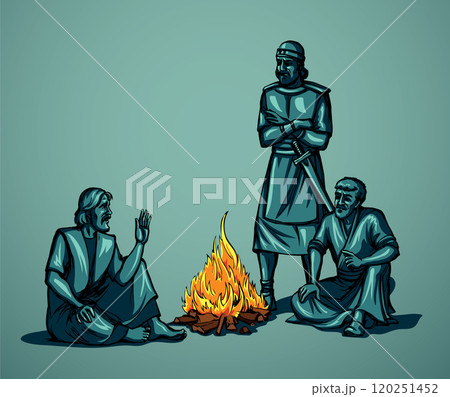 Vector drawing. Man sitting on the ground 120251452