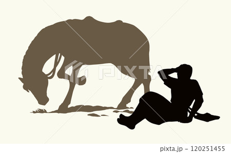 Vector drawing. A man fall from the horse 120251455