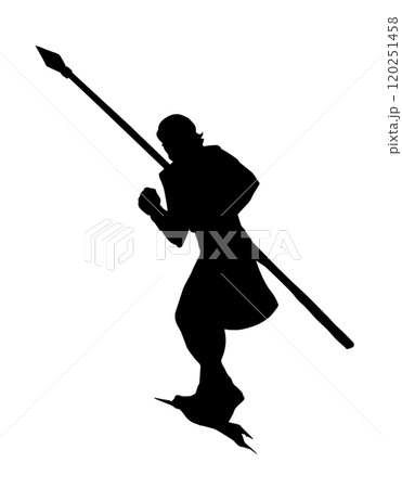 Vector drawing. Man with spear 120251458