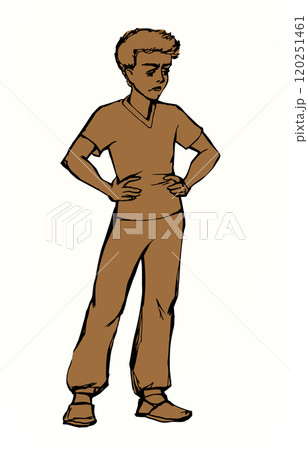 Vector drawing. Small angry boy 120251461