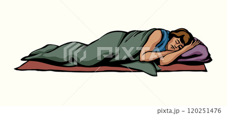 Vector drawing. Ancient sleeping man 120251476