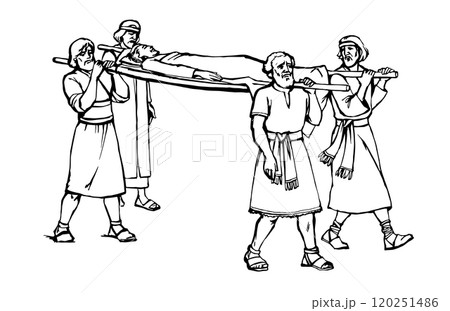 Vector drawing. Funeral of the man Vector drawing. Funeral of the man 120251486