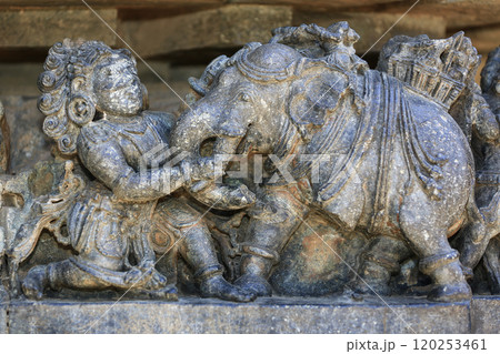 Image of stone temples and stone sculptures in India. 120253461