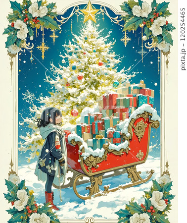 クリスマスカード・少女・ツリー8 クリスマスカード・少女・ツリー8 120254465