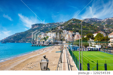 Beautiful Minori on Amalfi coast in Campania, Italy 120254539