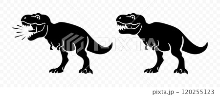 Tyrannosaurus rex, tyrannosaurus roar or roaring, graphic design. Black. Dinosaur, animals, predator and reptile, vector design and illustration 120255123