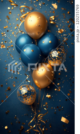 Colorful balloons with confetti celebrating special occasions or events at a festive gathering Colorful balloons with confetti celebrating special occasions or events at a festive gathering 120255769