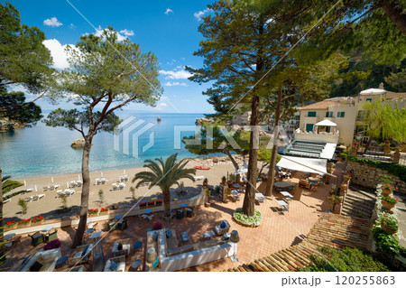 Beachfront view in Taormina, Sicily, Italy 120255863