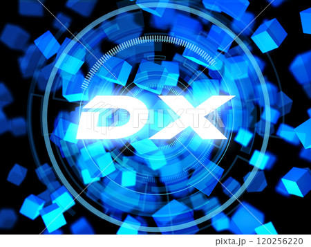 青のサイバーデジタル背景イメージ 120256220