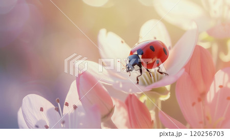Spring mood. Ladybug on a flower. 120256703