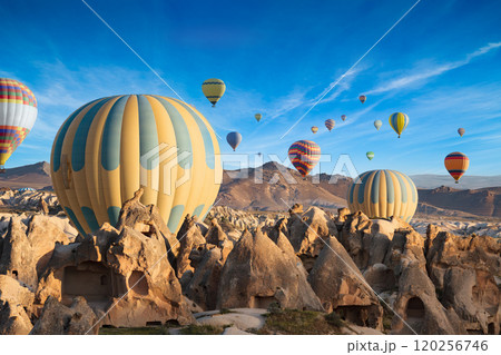 Hot air balloons at sunrise in Cappadocia, Turkey 120256746