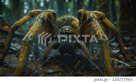 Close up of a large spider. Close up of a large spider. 120257065
