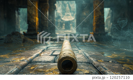 A jade rod in the middle of an old fortress. 120257110