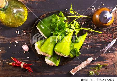 stuffed peppers with meat and rice 120257205