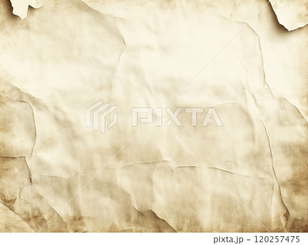 Close-up of an aged vintage paper with weathered and torn texture 120257475