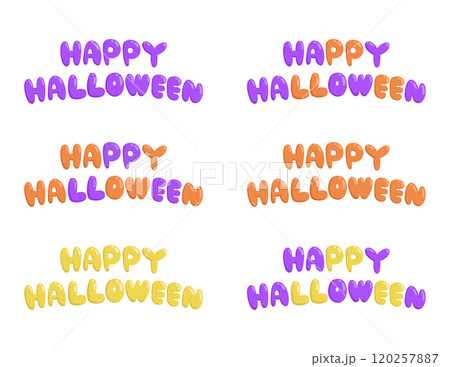 Happy Halloween のカラフルなアルファベットのロゴ 120257887