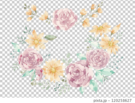玫瑰花環的水彩插圖 120258627