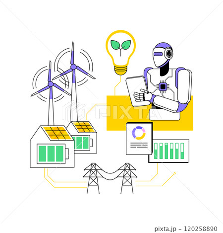 AI-Enhanced Renewable Energy abstract concept vector illustration. AI-Enhanced Renewable Energy abstract concept vector illustration. 120258890