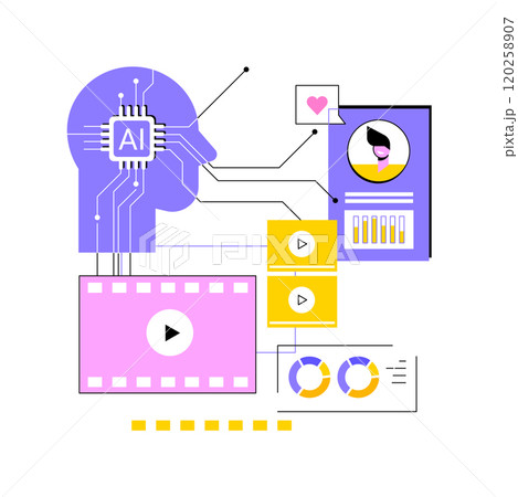 AI-Enhanced Content Recommendation abstract concept vector illustration. 120258907
