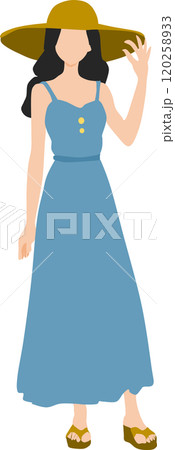 夏服を着た女性のイラスト 夏服を着た女性のイラスト 120258933