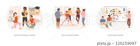Personal trainer course isolated cartoon vector illustrations se 120259097