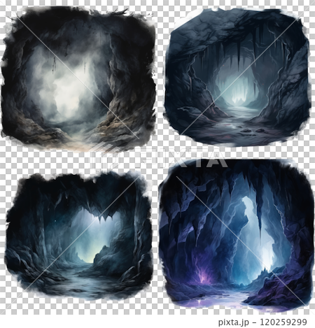 A Collection of Four Depictions of Mystical Cave Interiors 120259299