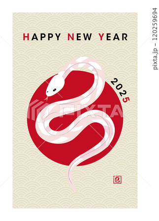 2025年の巳年の年賀状素材 120259694