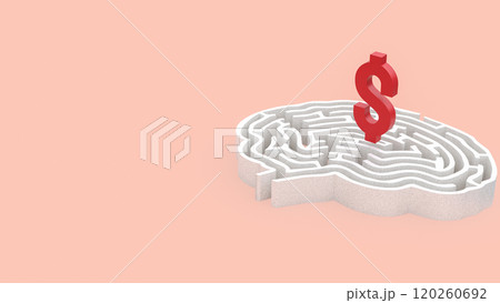 The dollar symbol on brain maze for Business concept 3d rendering. 120260692
