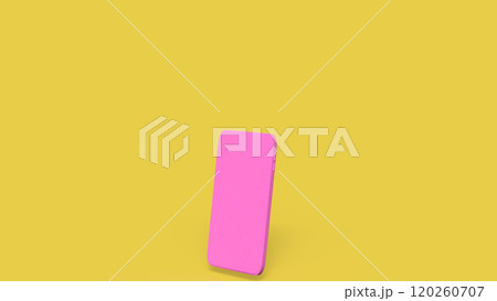 The pink mobile on yellow background for love applications concept 3d rendering. 120260707