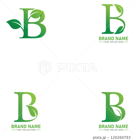 B letter with Leaf Logo Vector Illustration B letter with Leaf Logo Vector Illustration 120260783