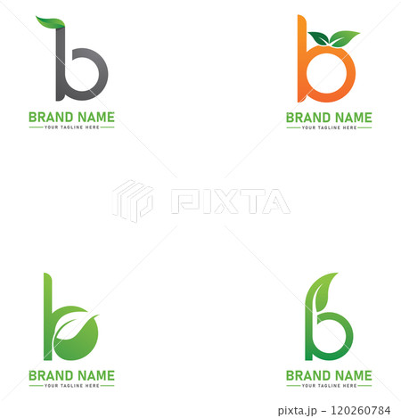 B letter with Leaf Logo Vector Illustration 120260784