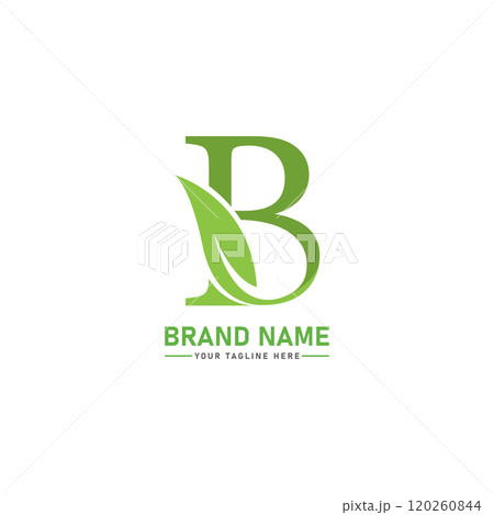 B letter with Leaf Logo Vector Illustration B letter with Leaf Logo Vector Illustration 120260844