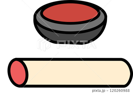 朱肉と印鑑のイラストアイコン 120260988