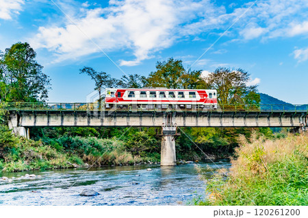 秋田内陸縦貫鉄道 桧木内川を渡る列車(羽後長戸呂-八津) 秋田内陸縦貫鉄道 桧木内川を渡る列車(羽後長戸呂-八津) 120261200
