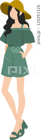 夏服を着た女性のイラスト 120261326