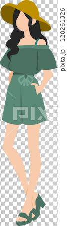 夏服を着た女性のイラスト 120261326