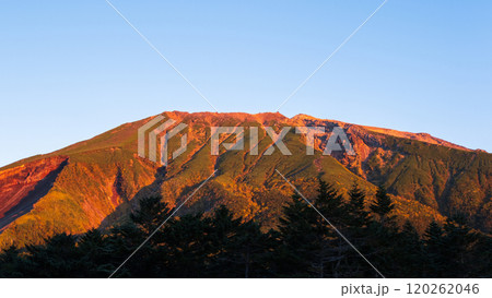 秋の御嶽山登山:田の原から望む夜明けの御嶽山 秋の御嶽山登山:田の原から望む夜明けの御嶽山 120262046