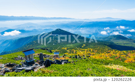 秋の御嶽山登山:登山道からの眺め(金剛童子付近) 秋の御嶽山登山:登山道からの眺め(金剛童子付近) 120262226