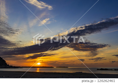 湯野浜温泉地からの夕景 120262461
