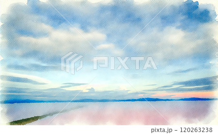 夕焼け空と雲の水彩風風景イラスト 120263238
